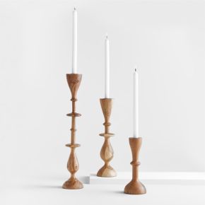 Emmett Antique Brass Taper Candle Holders, Set of 3 + Reviews | Crate & Barrel
