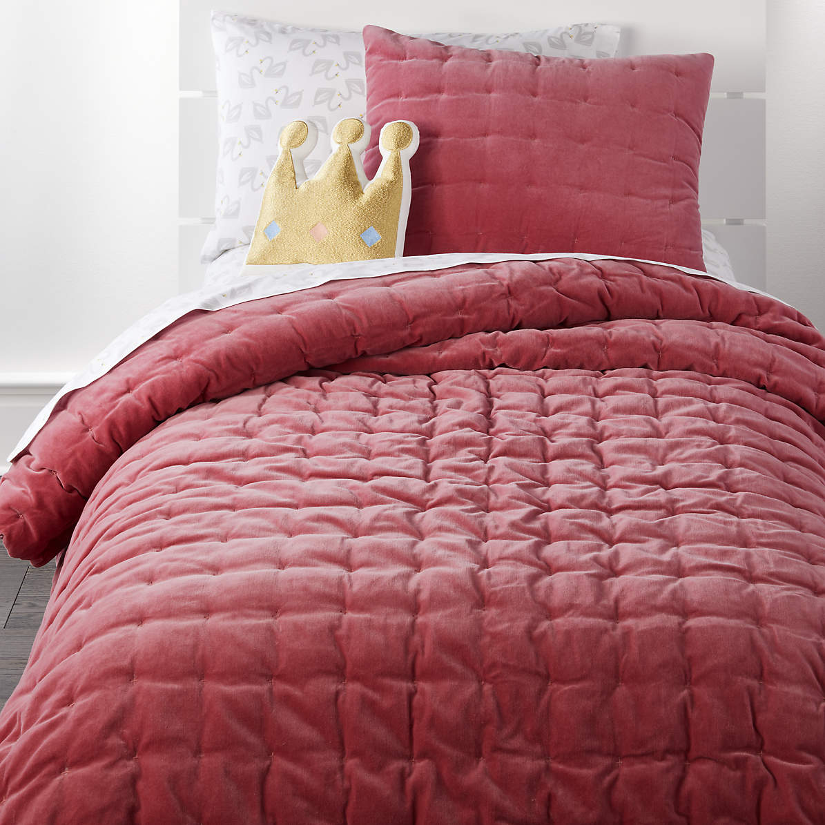 Velvet Dark Pink Bedding Crate And Barrel