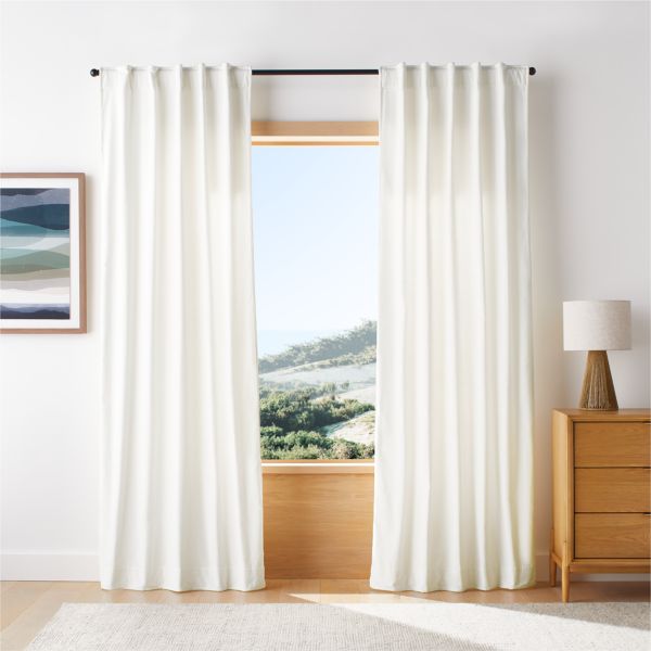 Pampas Ivory Organic Cotton Velvet Light Blocking Window Curtain Panel 44