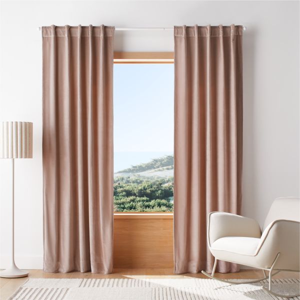 Rosy Lilac Organic Cotton Velvet Light Blocking Window Curtain Panel 44