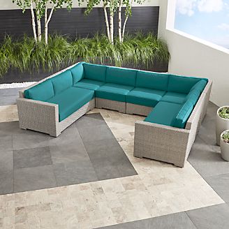 Ventura Quartz 6-Piece Loveseat Sectional with Sunbrella ® Cushions