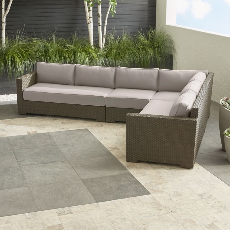 Ventura Umber 4-Piece Loveseat Sectional with Sunbrella ® Cushions