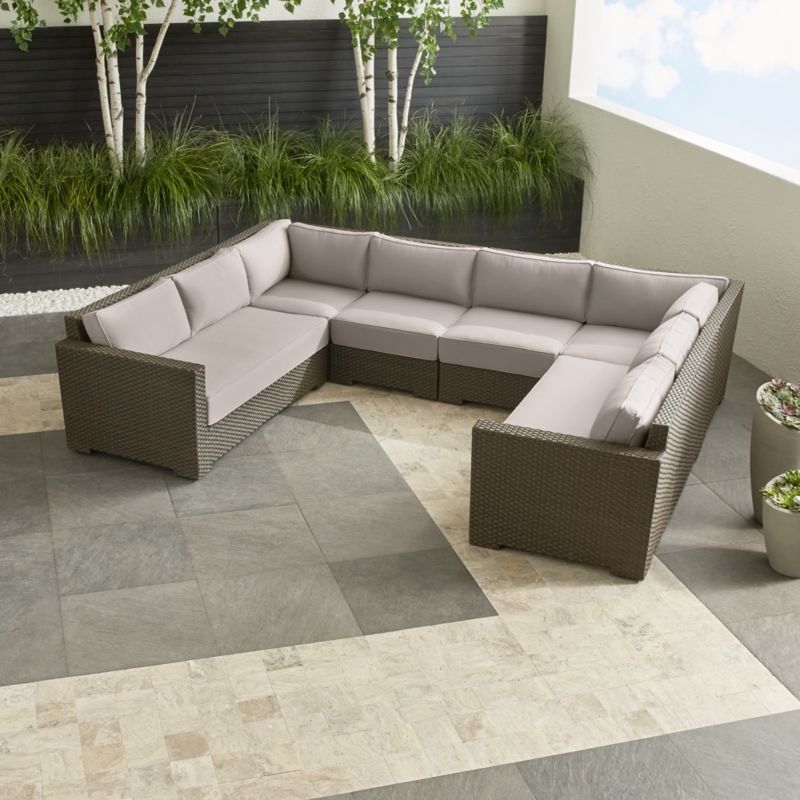 Ventura Umber 6-Piece Loveseat Sectional with Sunbrella ® Cushions