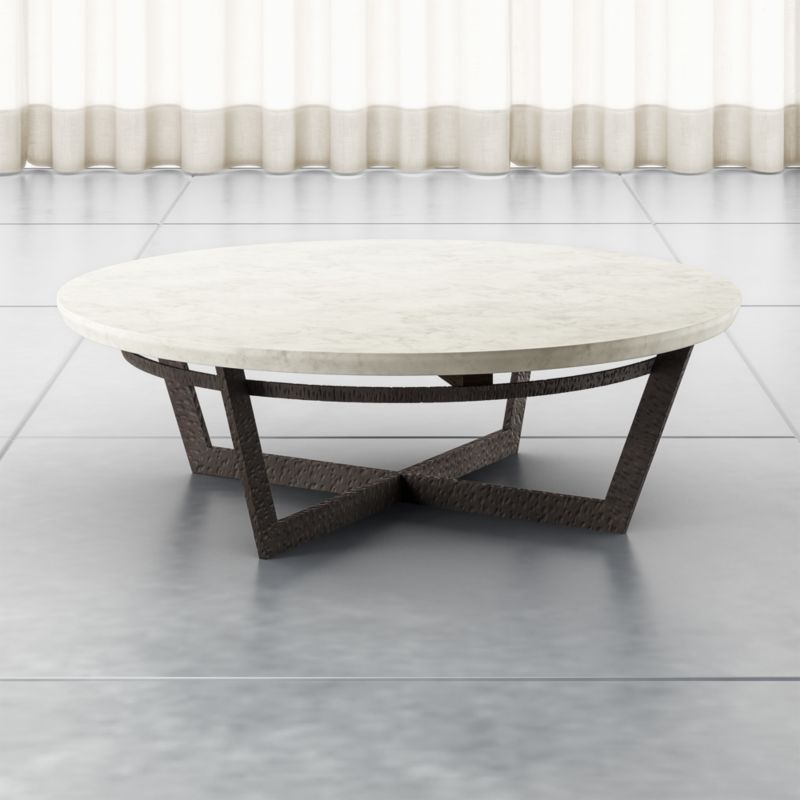 Verdad Round White Marble Coffee Table | Crate and Barrel