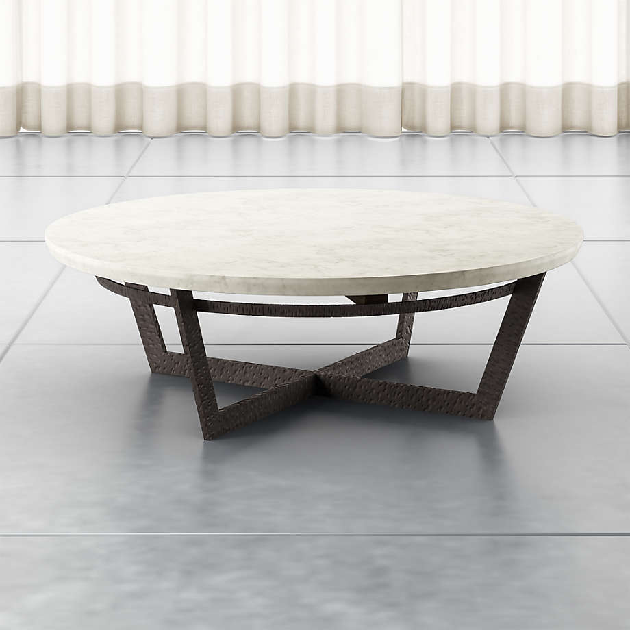 Verdad Round White Marble Coffee Table | Crate and Barrel