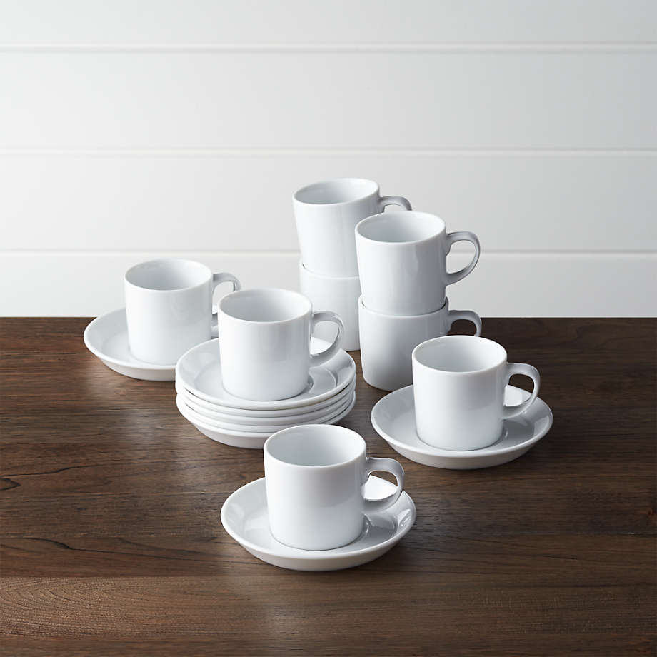 Set of 8 Verge 4 oz. Espresso Cups and Saucers + Reviews Crate and Barrel