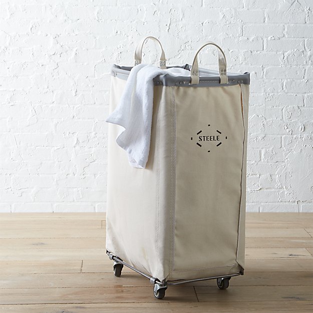 steele vertical canvas laundry bin