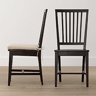 Village Bruno Black Wood Dining Chair and Natural Cushion