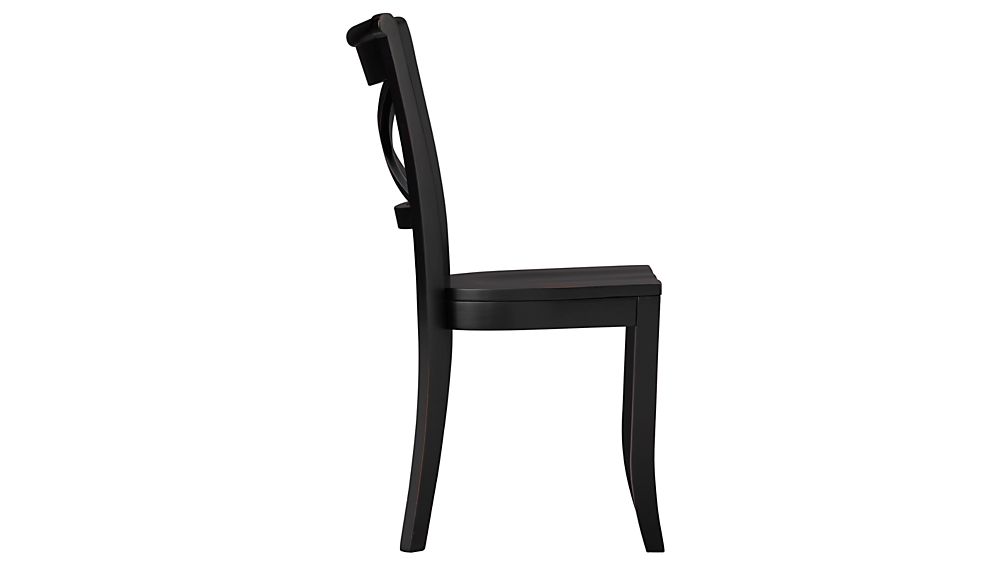 Vintner Black Wood Dining Chair and Cushion Crate and Barrel