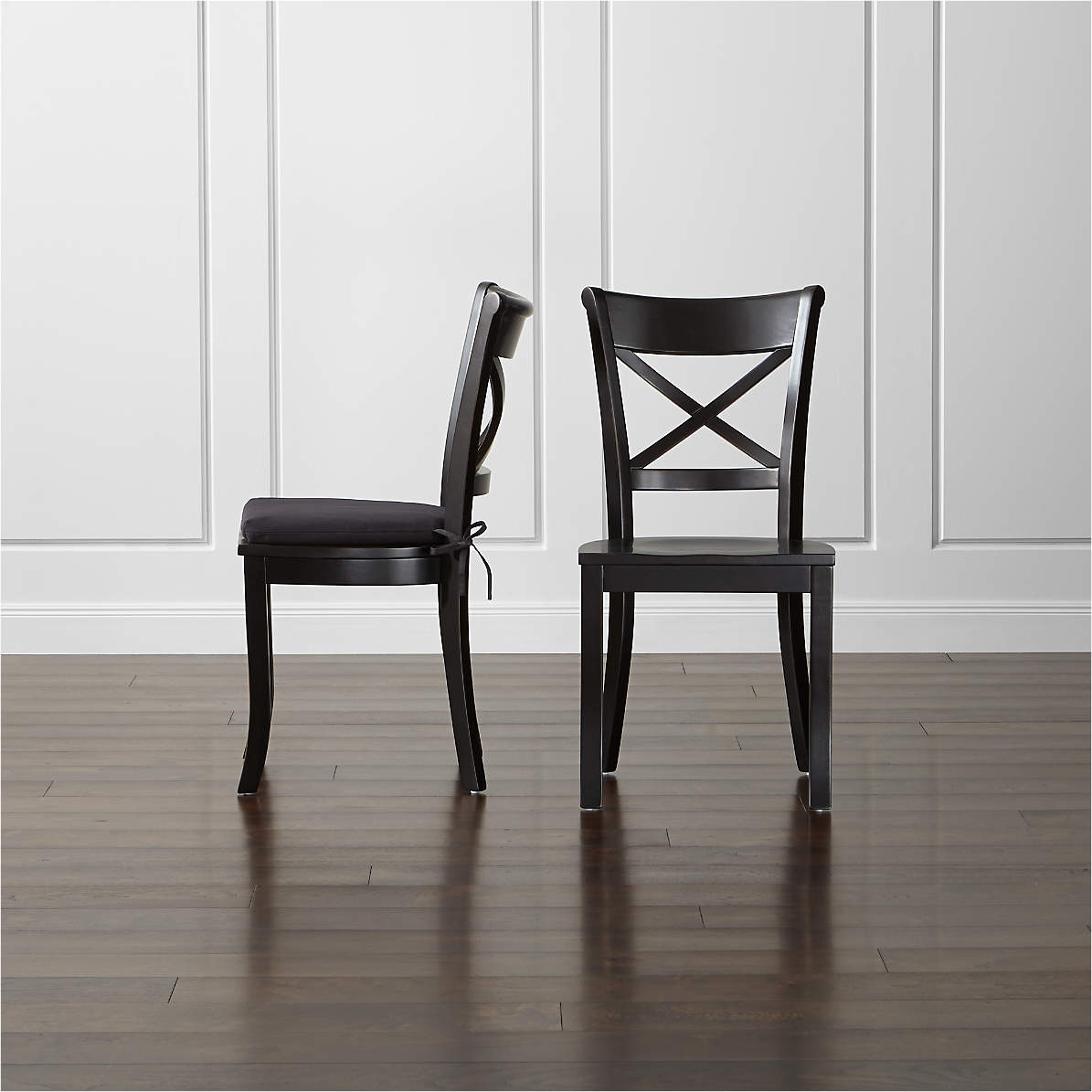 Vintner Black Wood Dining Chair And Cushion Crate And Barrel