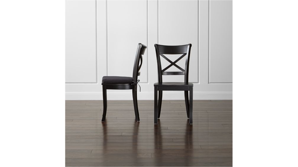 Vintner Black Wood Dining Chair and Cushion | Crate and Barrel