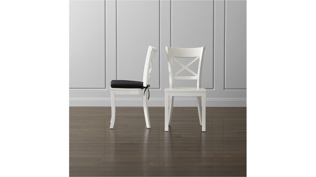 Vintner White Wood Dining Chair and Cushion | Crate and Barrel