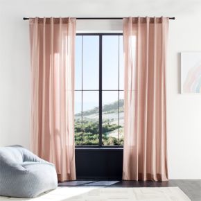 Plum Rose Organic Cotton Voile with Satin Border Sheer Window Curtain Panel 44
