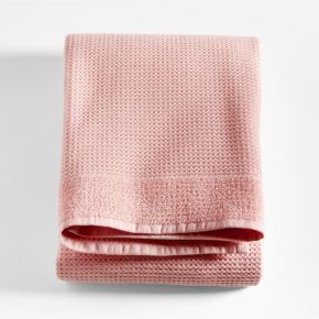 Image of Pink 100% Organic Cotton Waffle Bath Towel