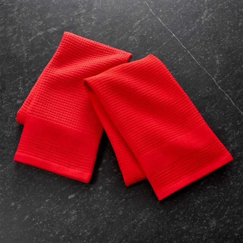 Waffle-Terry Red Dish Towels, Set of 2 + Reviews | Crate and Barrel