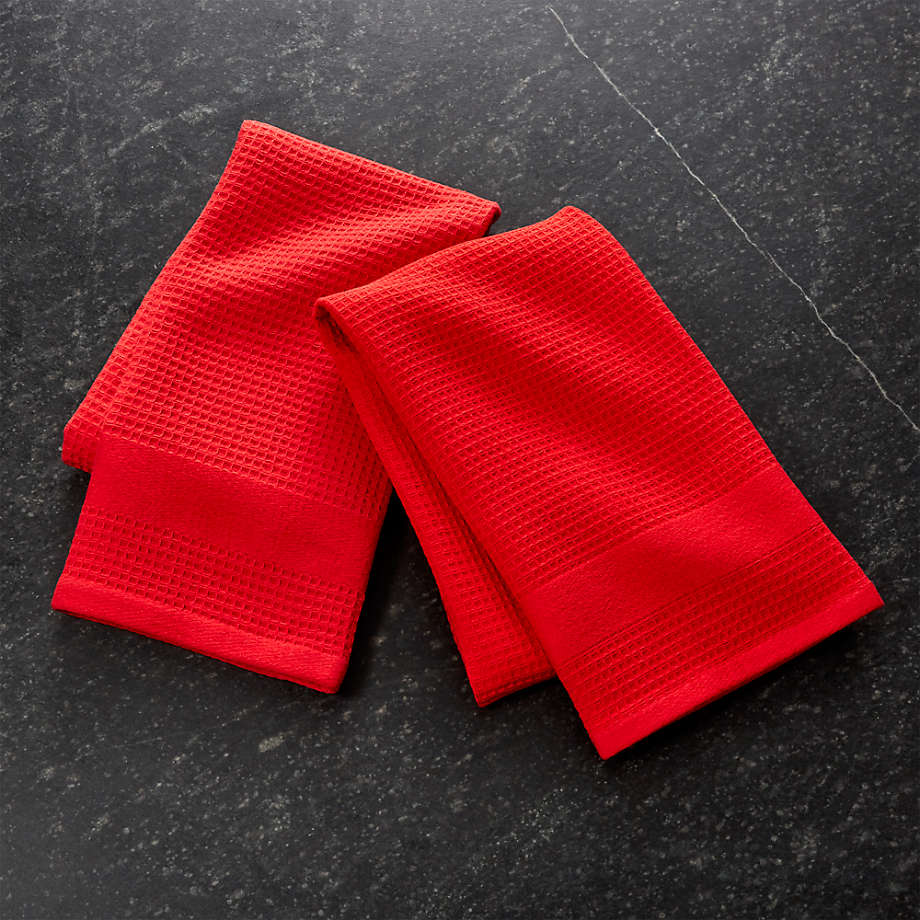 WaffleTerry Red Dish Towels, Set of 2 + Reviews Crate and Barrel