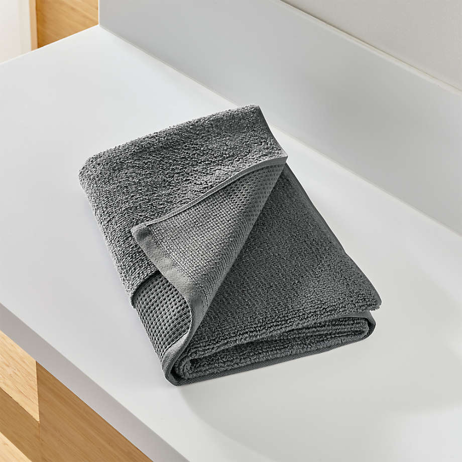 WaffleTerry Dark Grey Organic Bath Towel + Reviews Crate and Barrel