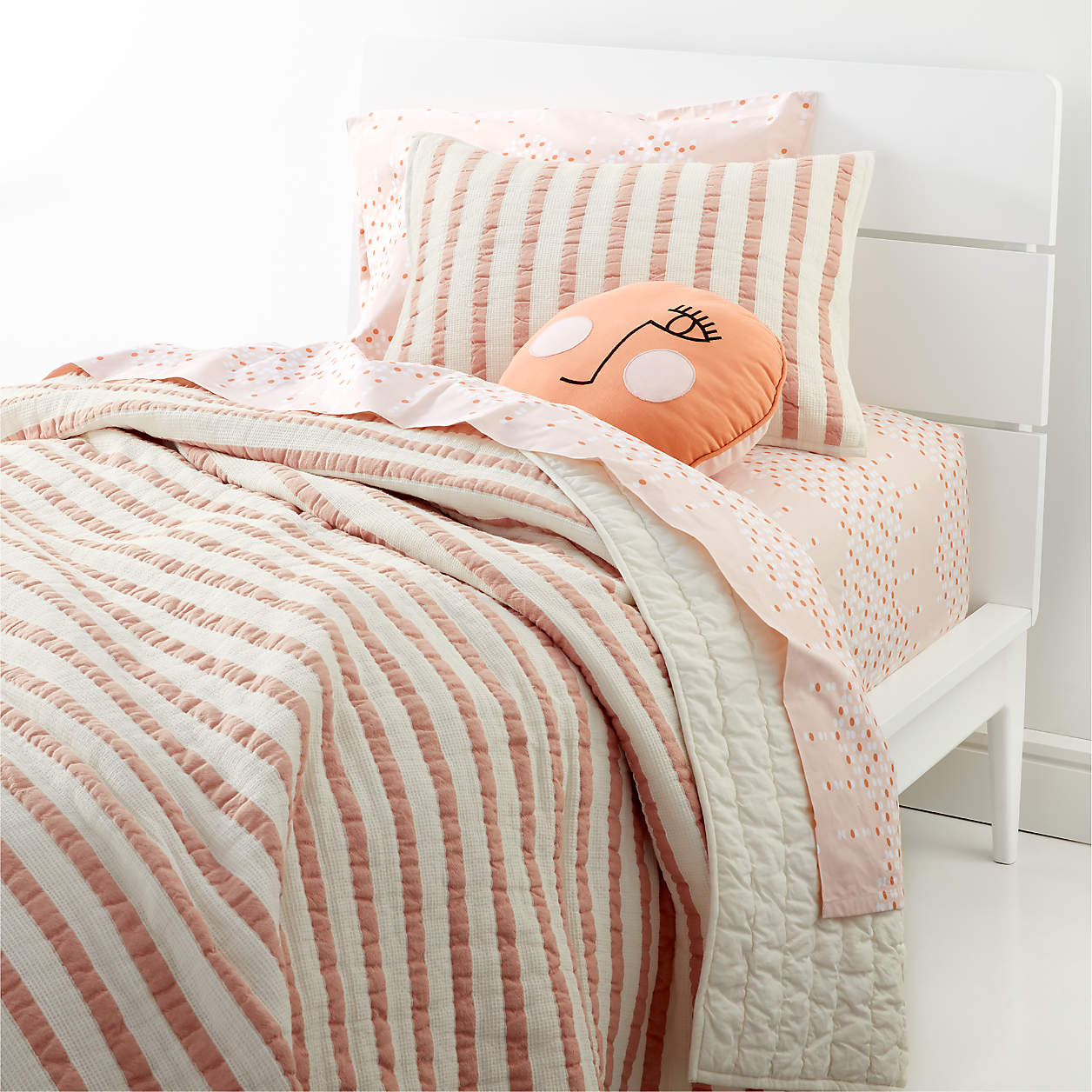 Organic Pink Stripe Waffle Weave Quilt Crate and Barrel Canada
