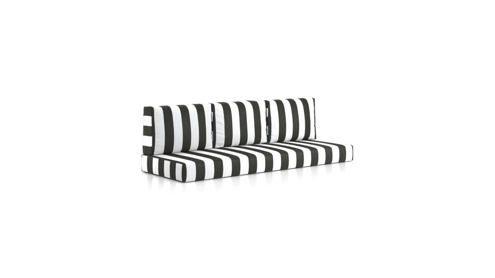 Walker Black Cabana Stripe Sunbrella Sofa Cushions Crate and Barrel