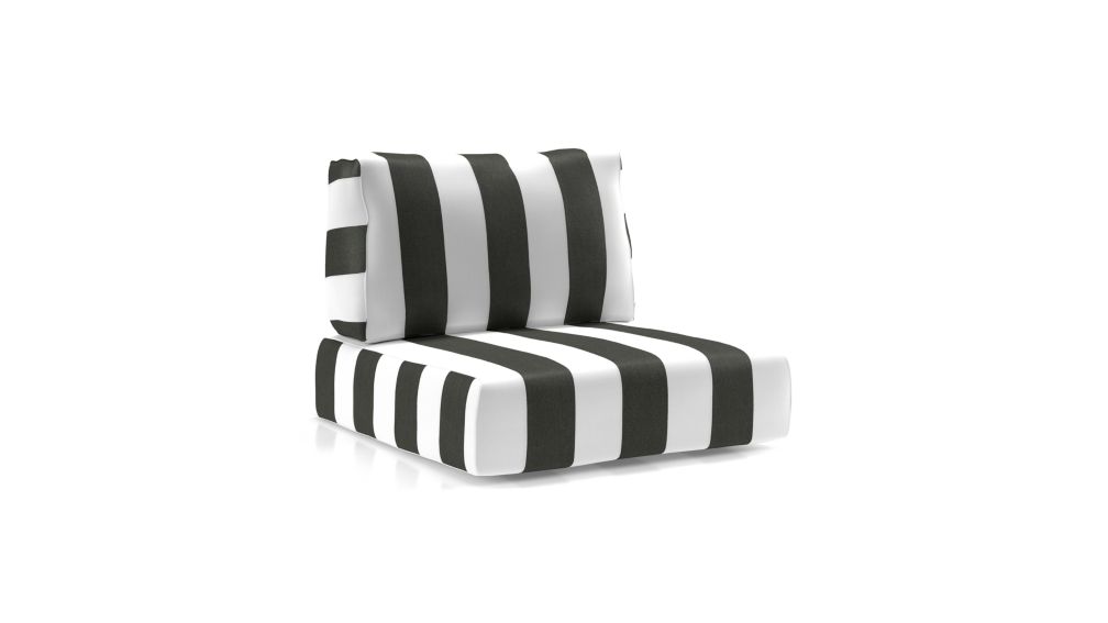 Walker Black Cabana Stripe Sunbrella Lounge Chair Cushions Crate and