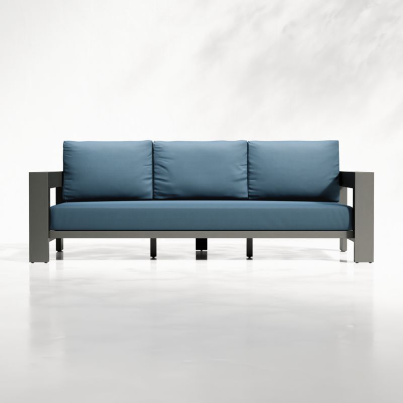 Walker Outdoor Metal Sofa with Sapphire Sunbrella Cushions Crate and Barrel Canada