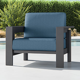 Outdoor Metal Furniture Crate And Barrel Walker Metal Lounge Chair With Shire Sunbrella Cushions