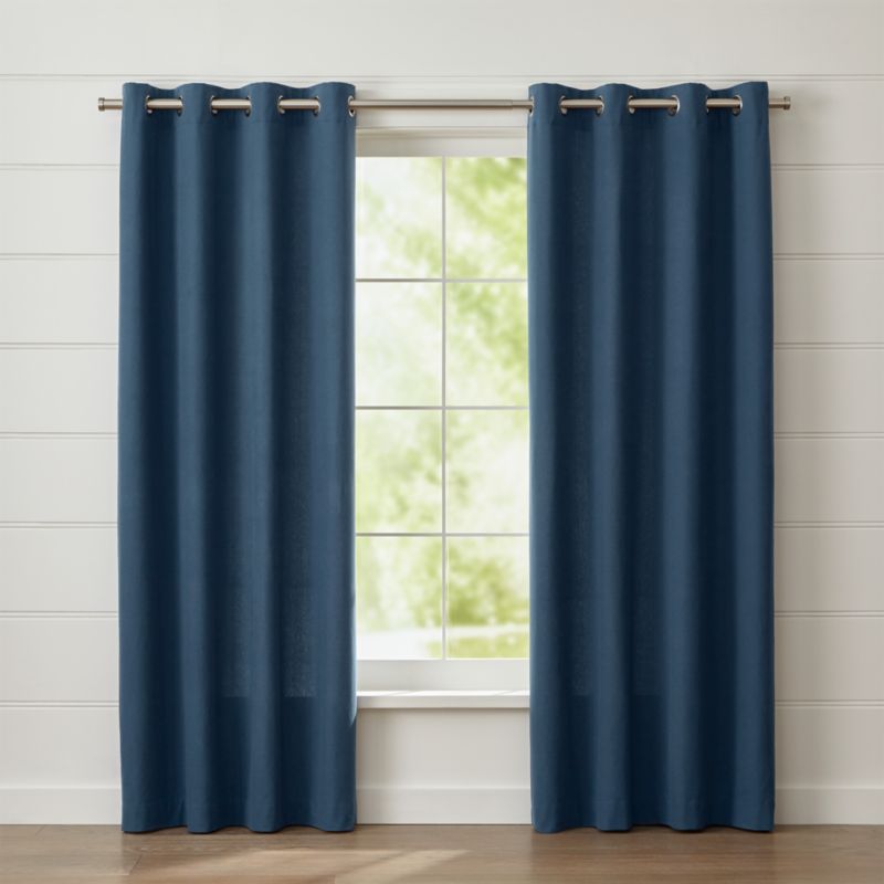 Curtains, Drapes and Window Coverings | Crate and Barrel - Wallace Blue Grommet Curtain Panel