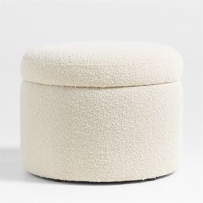 Image of Wally Ivory Boucle Nursery Storage Ottoman