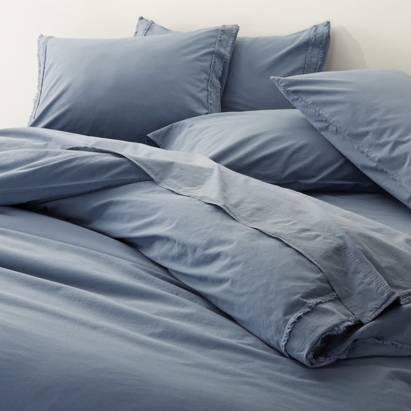 Washed Organic Cotton Blue Duvet Covers And Pillow Shams Crate