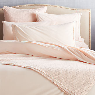 Washed Organic Cotton Blush Coverlets and Pillow Shams