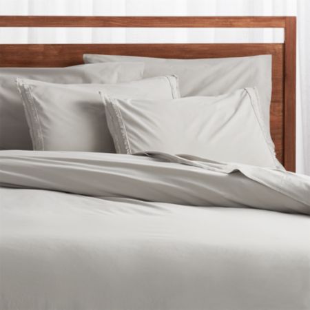 Washed Organic Cotton Grey Duvet Covers And Pillow Shams Crate