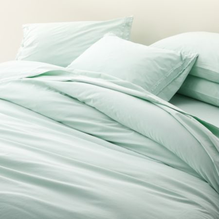 Washed Organic Cotton Light Blue Duvet Covers And Pillow Shams
