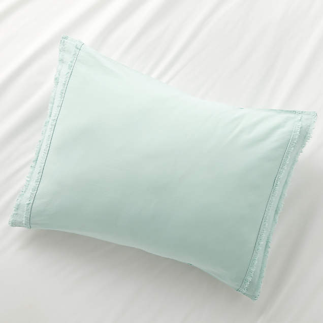 Washed Organic Cotton Light Blue Standard Pillowcases, Set of 2