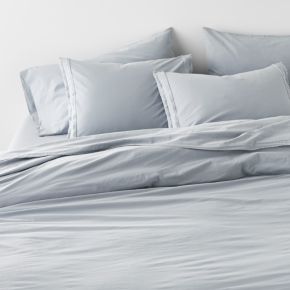 Favorite Washed Organic Cotton Mist Blue Eyelash King Duvet Cover
