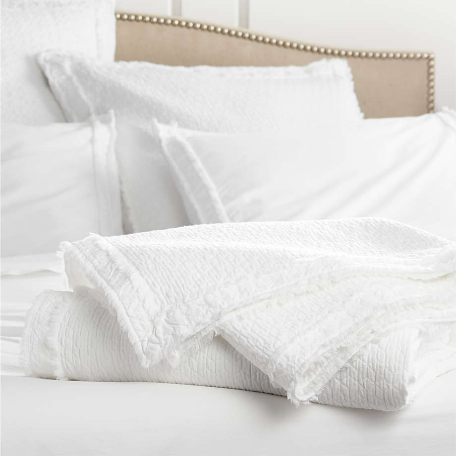 Organic Cotton White Full/Queen Coverlet + Reviews Crate and Barrel