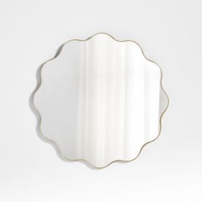 Image of Waveland Brass Metal 30" Round Scalloped Wavy Wall Mirror