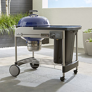 Bbq Grills And Grill Accessories Crate Barrel Weber Blue Performer Deluxe Charcoal Grill