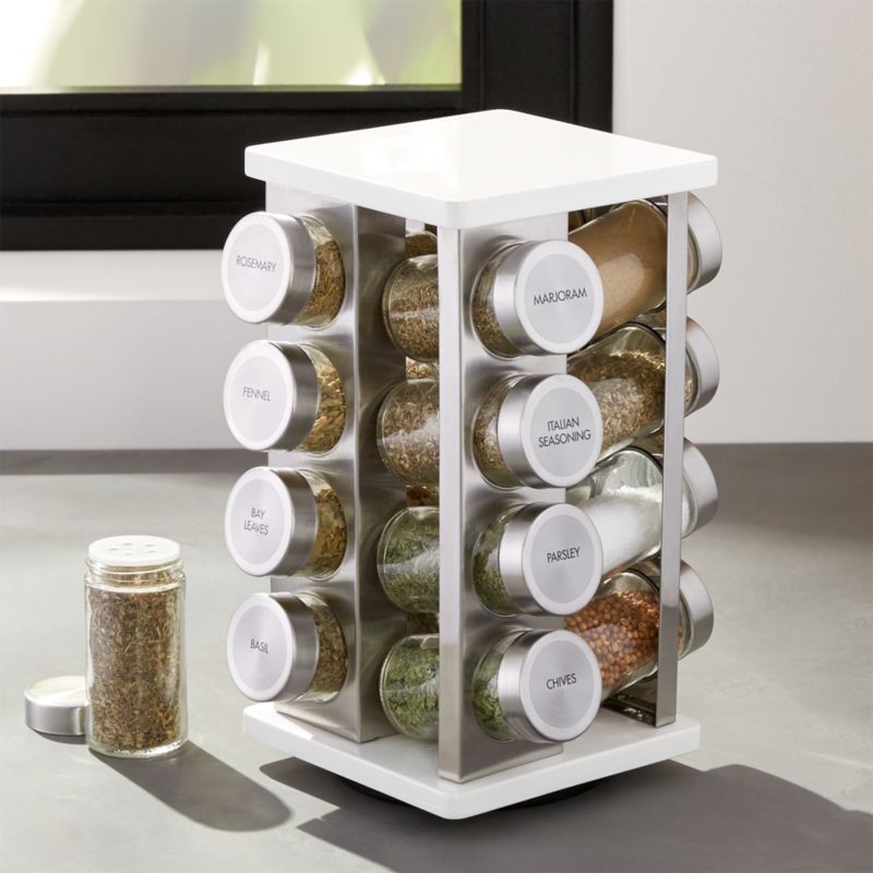 spice rack and bottles