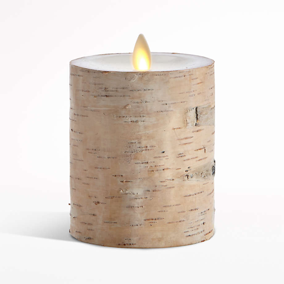 White Birch 3x4 Flameless Pillar Candle + Reviews Crate and Barrel Canada