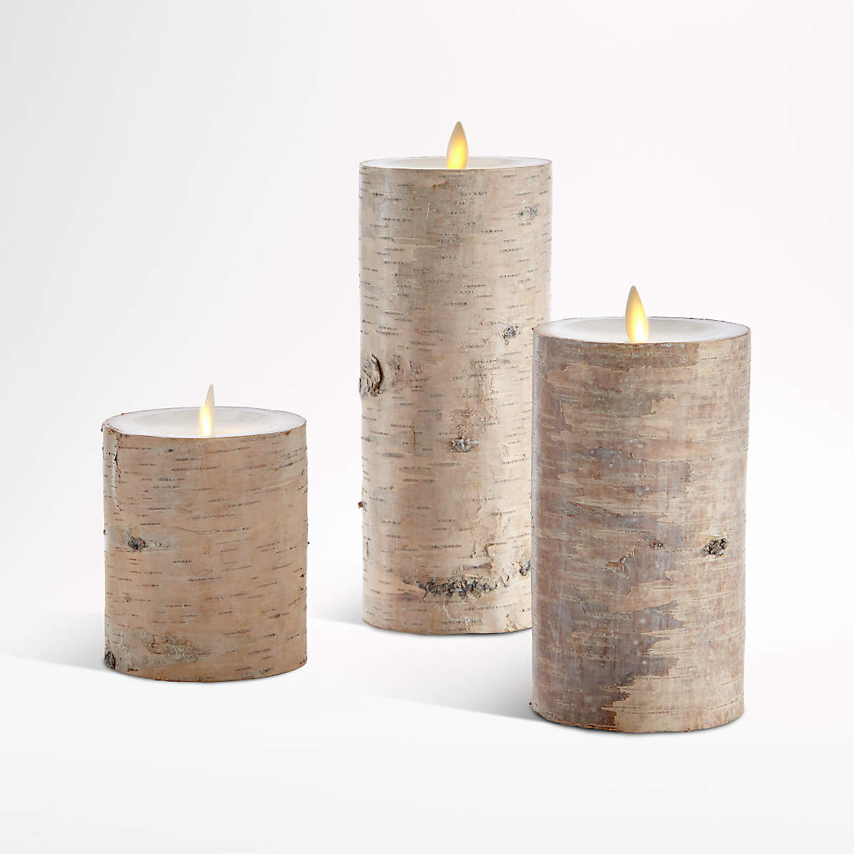 White Birch Flameless Pillar Candles Crate And Barrel