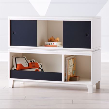 District Modern Storage Bench Bookcase With Bin White Crate