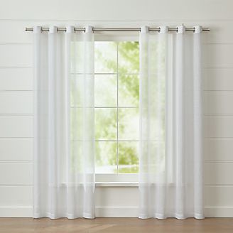 White Linen Sheer Curtain Panel with Grommets