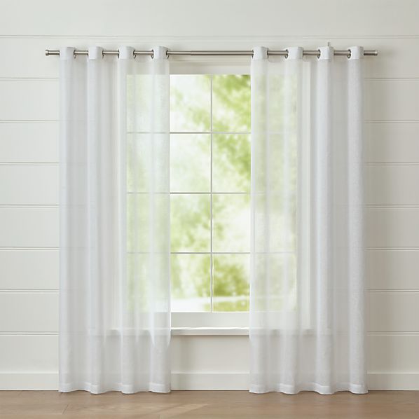 White Linen Sheer Curtain Panel With Grommets Crate And Barrel