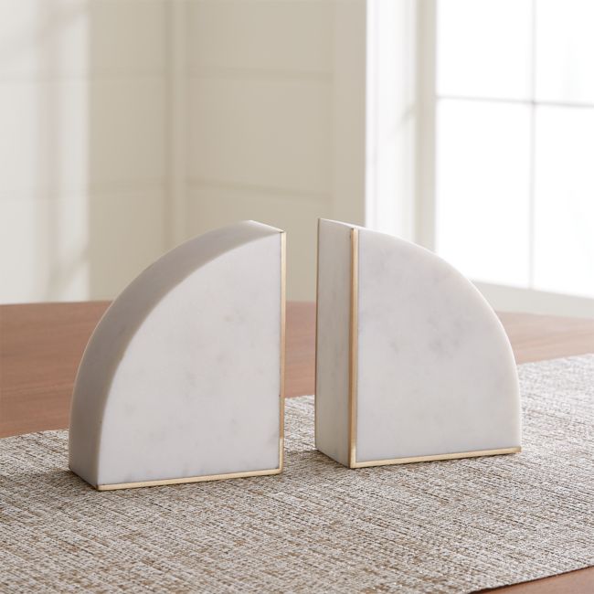 Online Designer Other White Marble Bookends, Set of 2