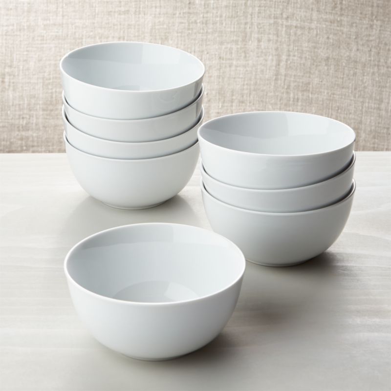 White Porcelain Cereal Bowls Set of 8 + Reviews | Crate and Barrel