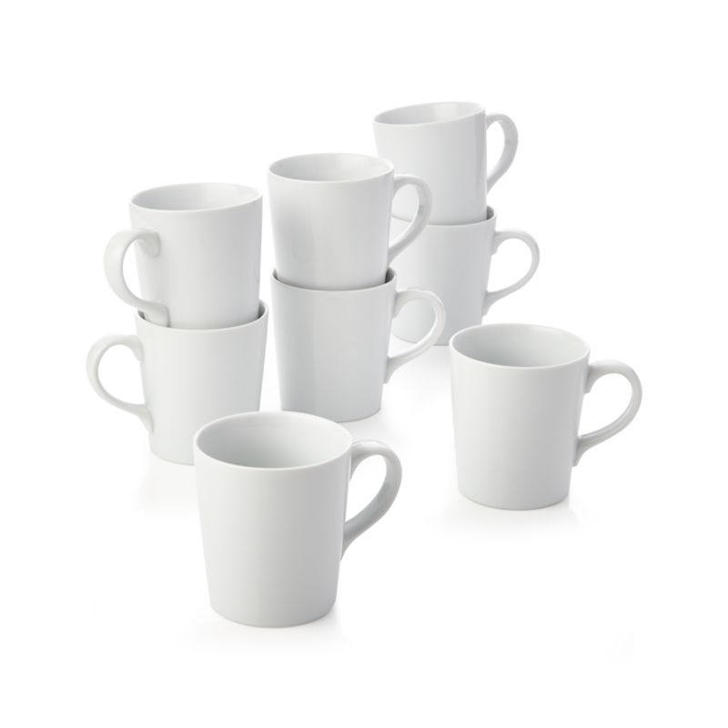 White Porcelain Mug Set 8 Coffe Mugs Crate And Barrel   WhitePorcelainCoffeeMugS8S16S16