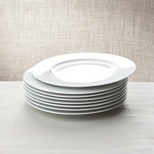 White Porcelain Dinner Plates Set Of 8 