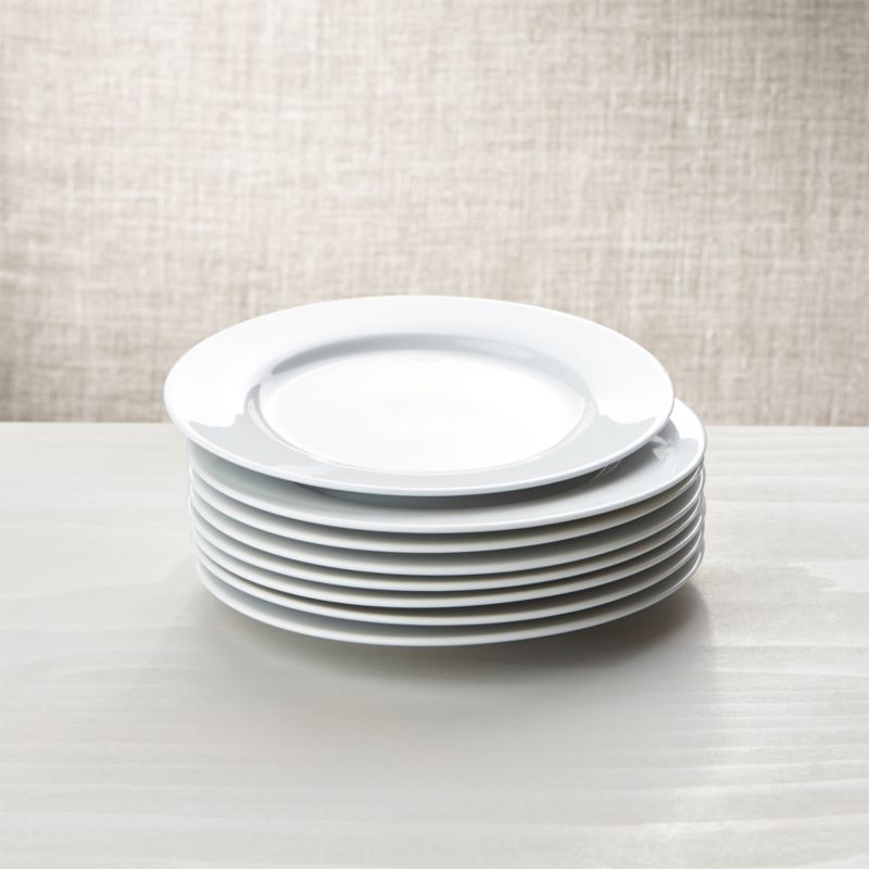 White Porcelain Salad Plates Set of 8 + Reviews | Crate and Barrel