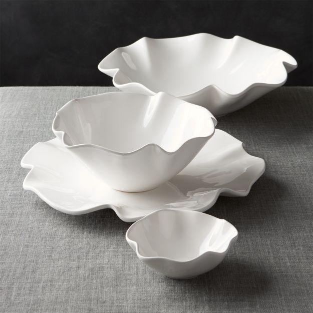 White Ruffle 15" Large Bowl - Image 2 of 12