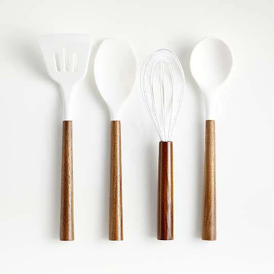 white silicone utensil set